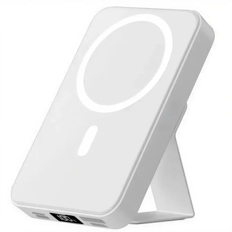10000Mah Magnetic Power Bank – Portable Charger with Foldable Stand, LED Digital Display, Charge Iphone & Android Devices Simultaneously