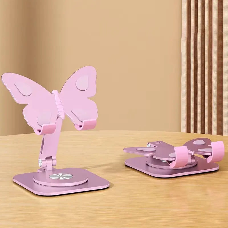 Joytutus Aluminum Alloy Mobile Phone Holders Butterfly 360 Degree Rotating Mobile Phone Stand Foldable Adjustable Tablet Stand