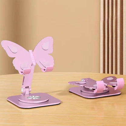 Joytutus Aluminum Alloy Mobile Phone Holders Butterfly 360 Degree Rotating Mobile Phone Stand Foldable Adjustable Tablet Stand