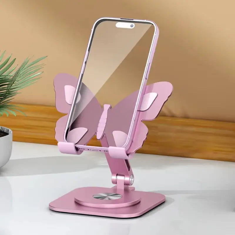 Joytutus Aluminum Alloy Mobile Phone Holders Butterfly 360 Degree Rotating Mobile Phone Stand Foldable Adjustable Tablet Stand