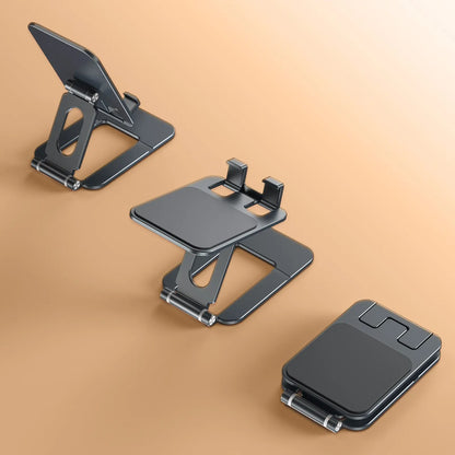 Fully Foldable Phone Stand for Desk, Adjustable Cell Phone Holder with Silicone Pad Compatible with All Smartphones