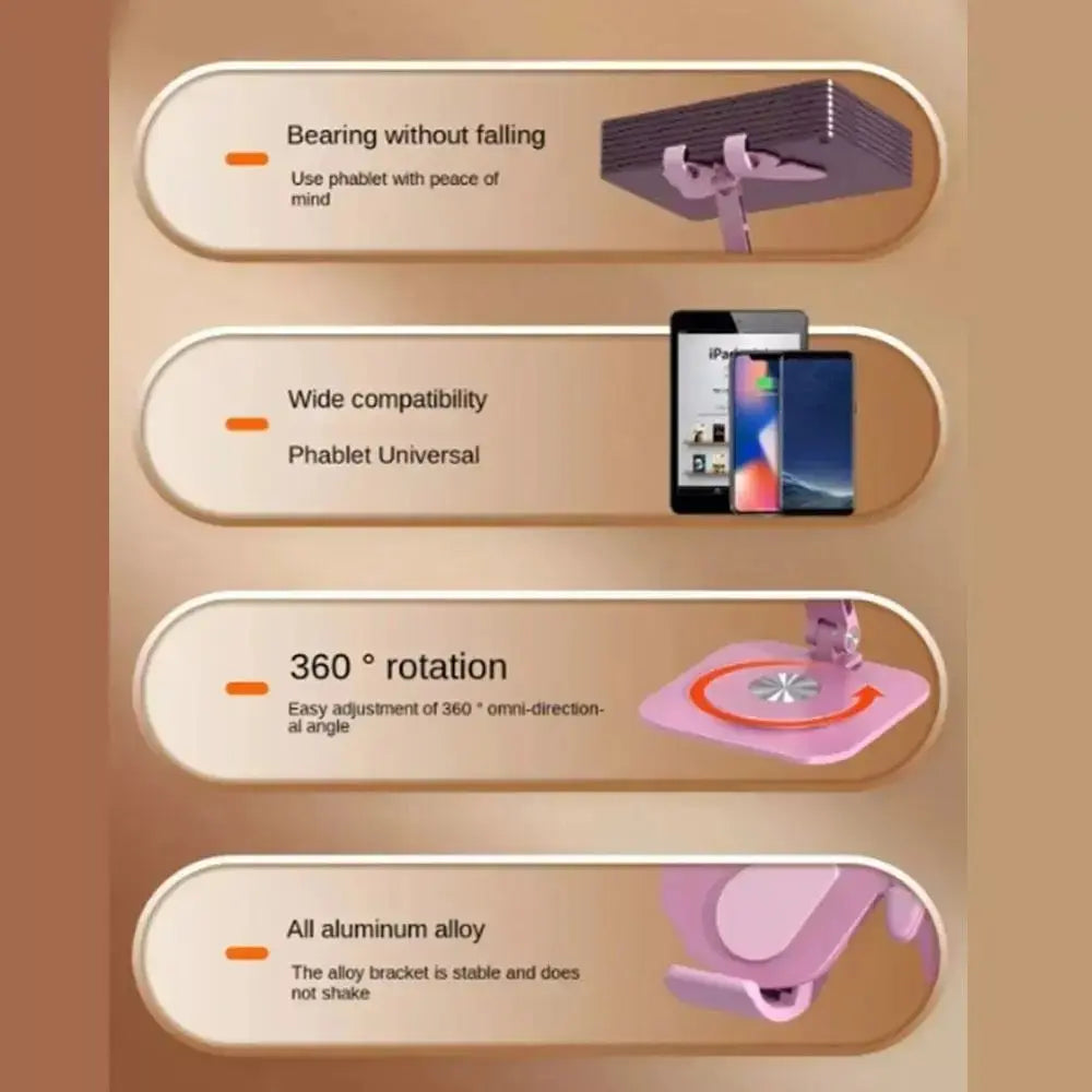 Joytutus Aluminum Alloy Mobile Phone Holders Butterfly 360 Degree Rotating Mobile Phone Stand Foldable Adjustable Tablet Stand