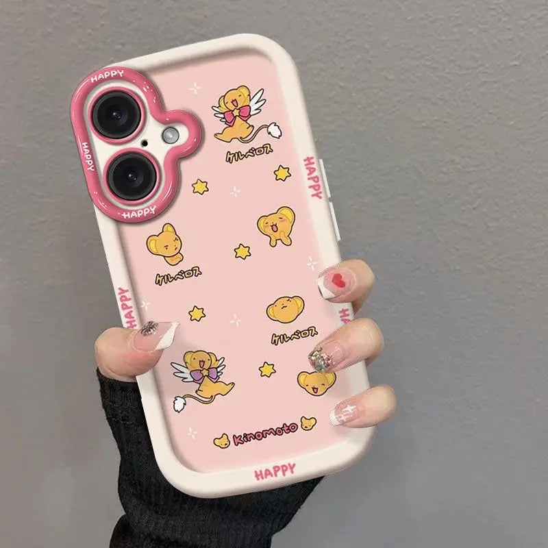 Sakura Higurashi Magical Girl Angel Wing Stand Phonecase for Iphone 17 16 15 14 13 12 11 Pro Max TPU Softshell Protective Cover Shockproof Casing with Adorabledesign