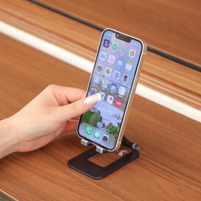 Fully Foldable Phone Stand for Desk, Adjustable Cell Phone Holder with Silicone Pad Compatible with All Smartphones