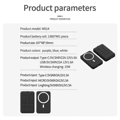 10000Mah Magnetic Power Bank – Portable Charger with Foldable Stand, LED Digital Display, Charge Iphone & Android Devices Simultaneously