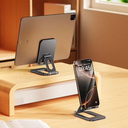 Fully Foldable Phone Stand for Desk, Adjustable Cell Phone Holder with Silicone Pad Compatible with All Smartphones