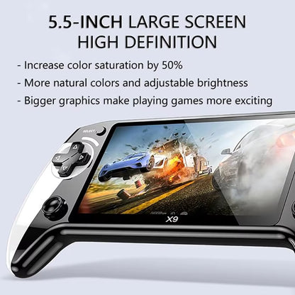 X9 Portable Game Console, 5.5-Inch HD Screen, Multiple Languages, Retro GBA Arcade Video, 8 Simulators with 360° Non-Slip Joysti