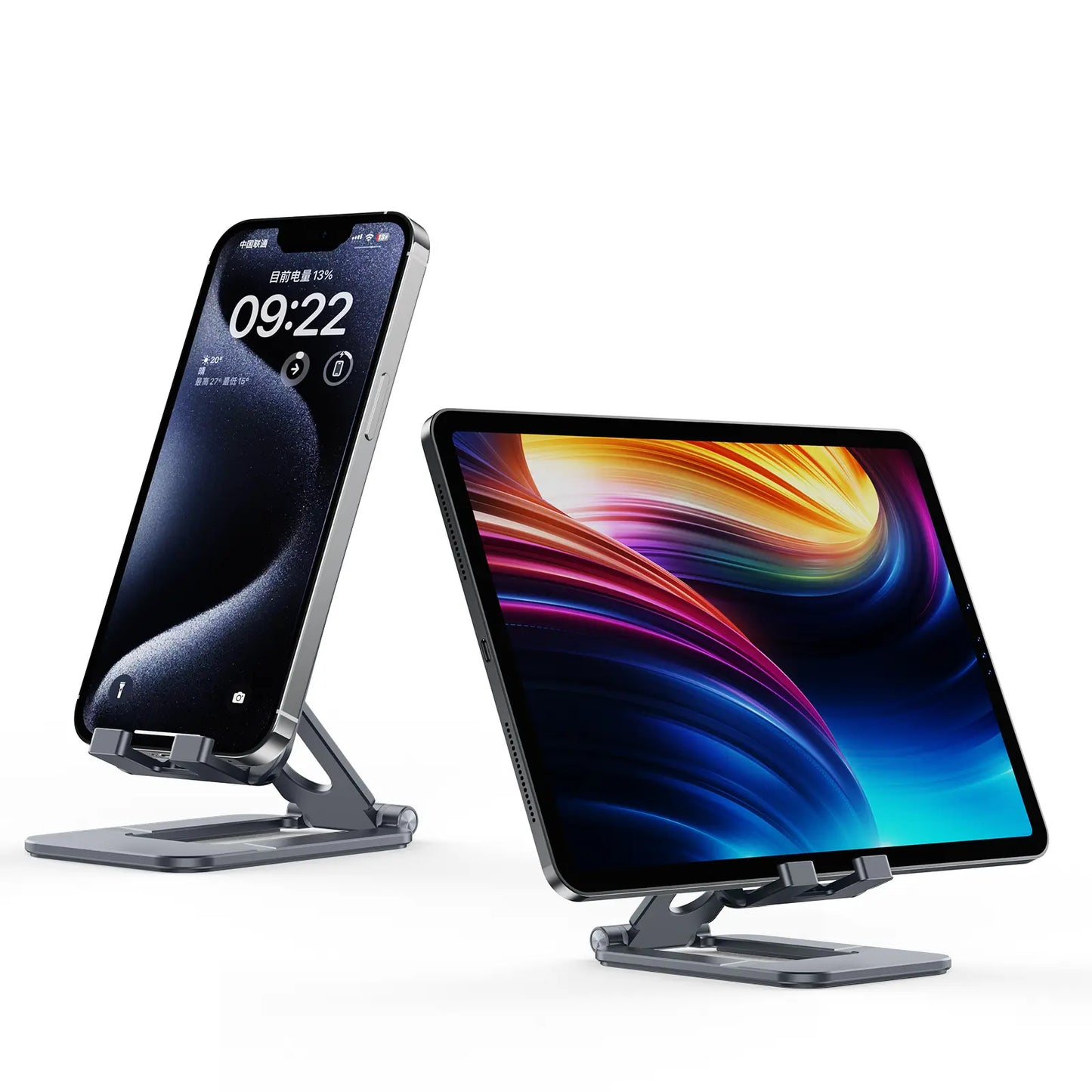 Fully Foldable Phone Stand for Desk, Adjustable Cell Phone Holder with Silicone Pad Compatible with All Smartphones