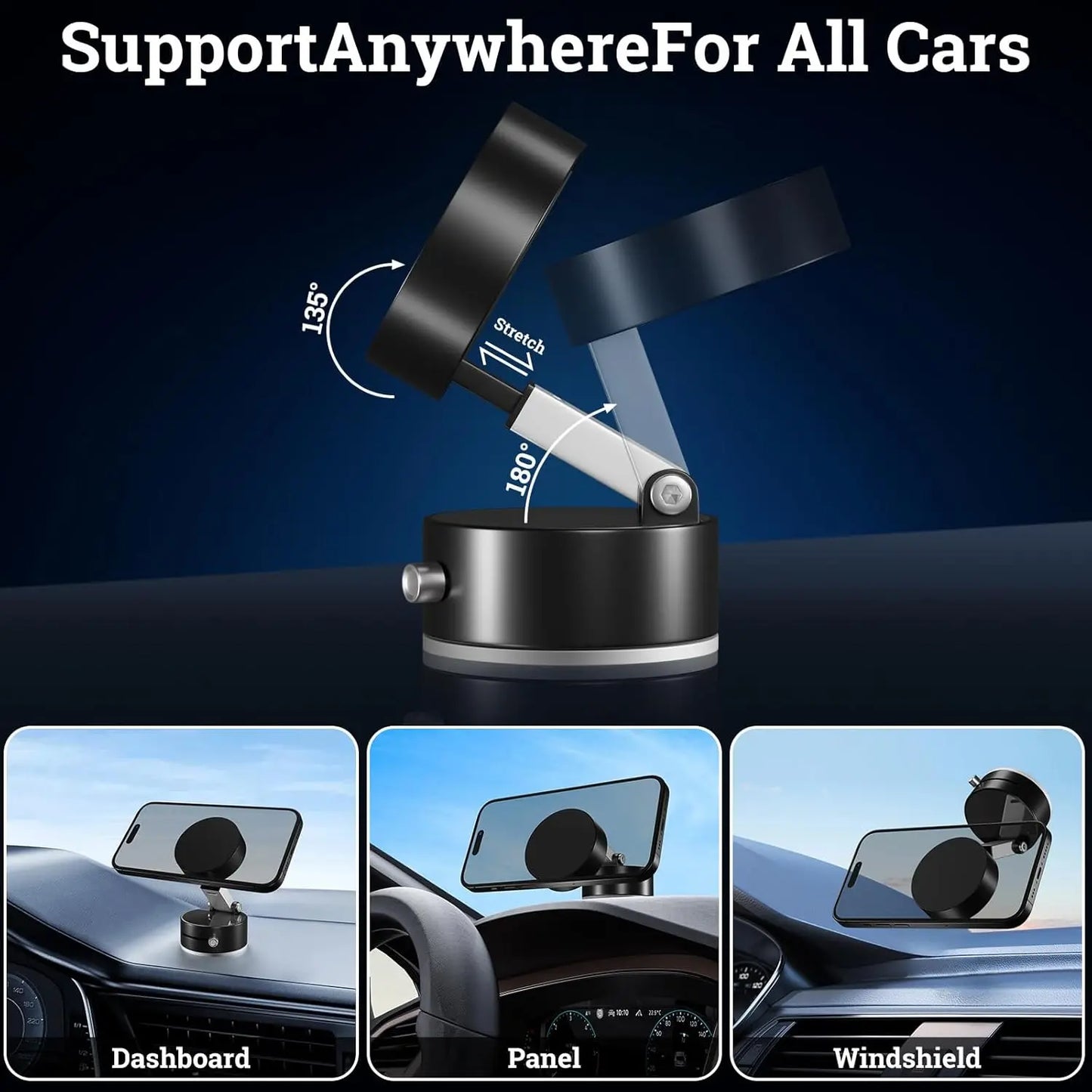 Magnetic Suction Phone Mount | Essential Universal Holder for Desk, Car & More