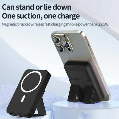 10000Mah Magnetic Power Bank – Portable Charger with Foldable Stand, LED Digital Display, Charge Iphone & Android Devices Simultaneously