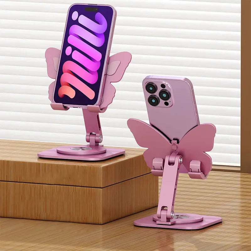 Joytutus Aluminum Alloy Mobile Phone Holders Butterfly 360 Degree Rotating Mobile Phone Stand Foldable Adjustable Tablet Stand