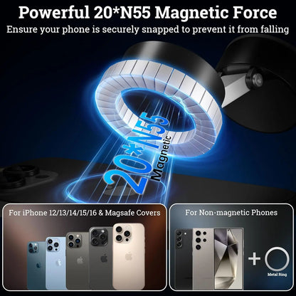 Magnetic Suction Phone Mount | Essential Universal Holder for Desk, Car & More